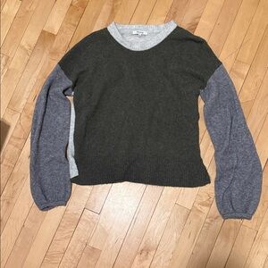 Madewell Olive Green & Gray Colorblock Crewneck Sweater
